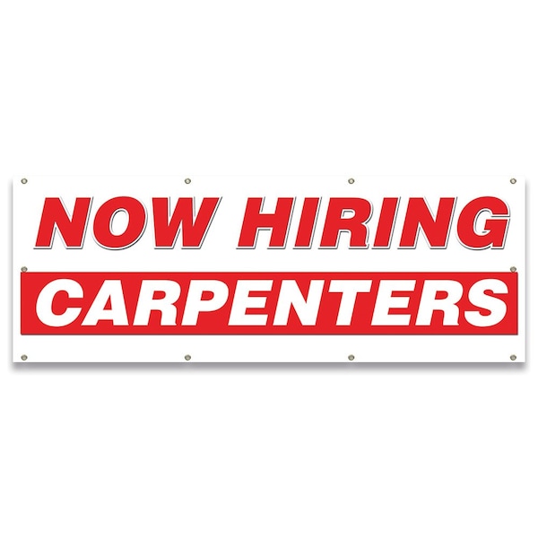 Now Hiring Carpenters Banner Apply Inside Accepting Application Single Sided